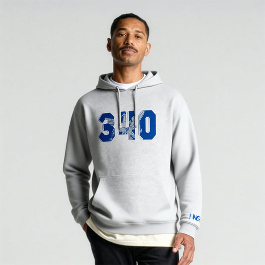 340 Midnight Navy on Sport Grey Hoodie