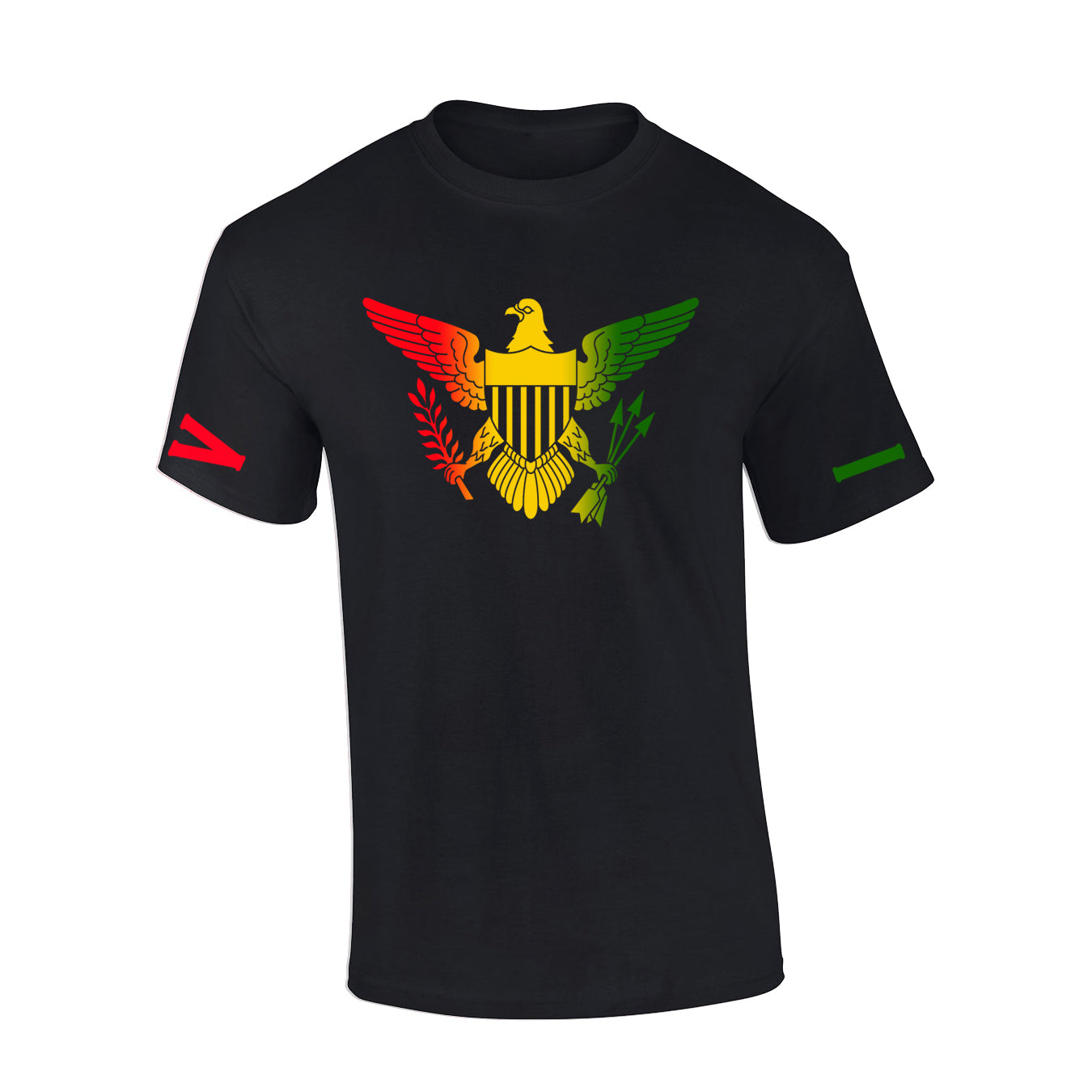 VI Crew Red Gold Green Print
