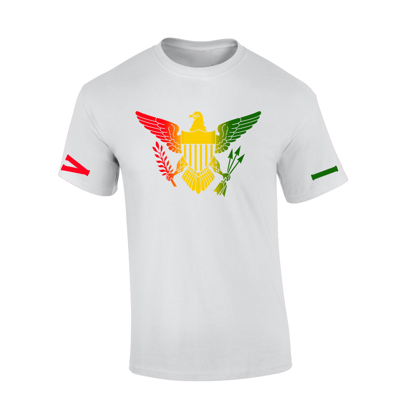 VI Crew Red Gold Green Print
