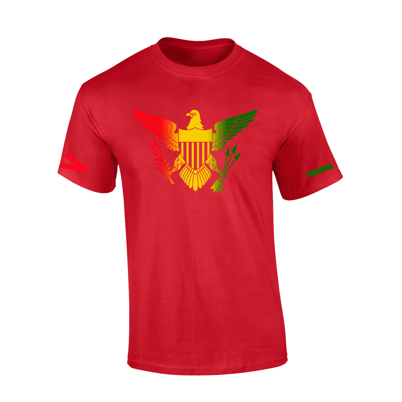 VI Crew Red Gold Green Print