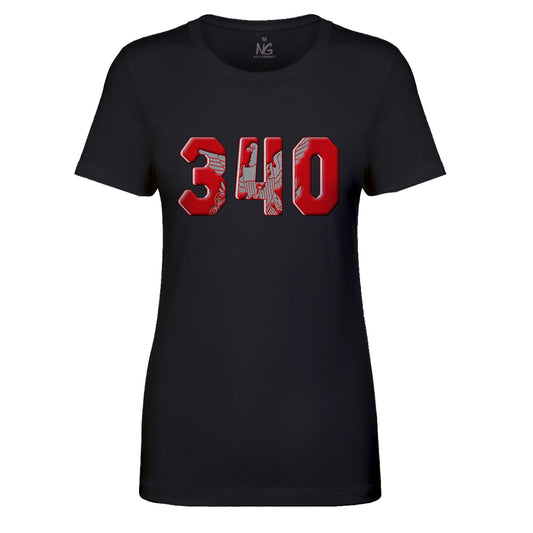 340 Area Code Fire Red Women T