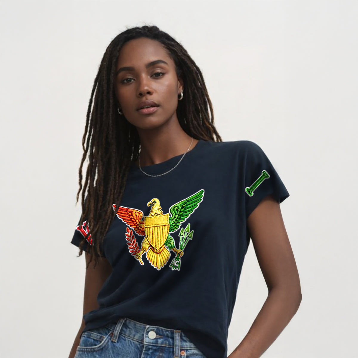 VI Crew Red Gold Green EmbPrint (W)