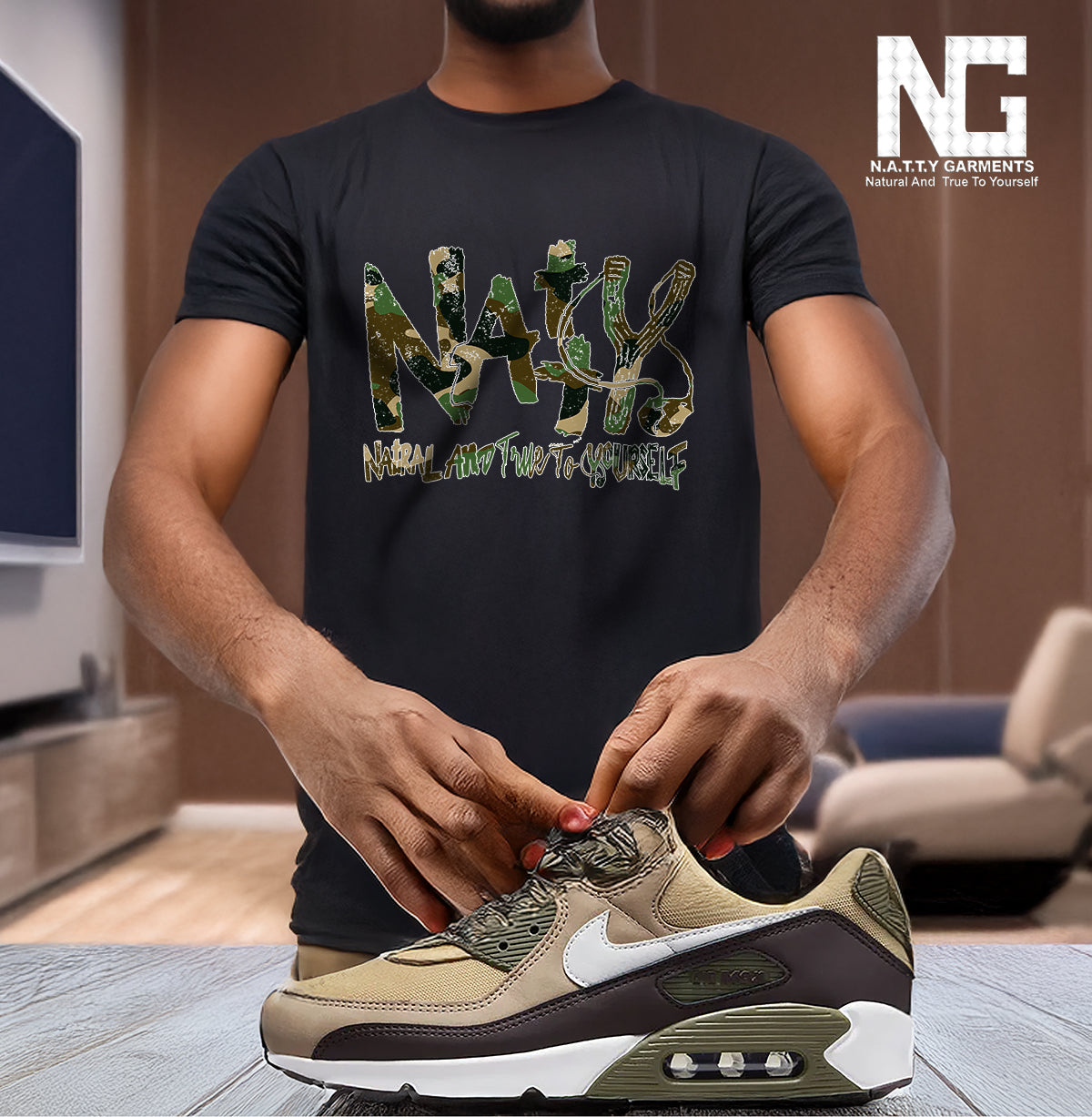 NATTY TRBL Camo T Shirt