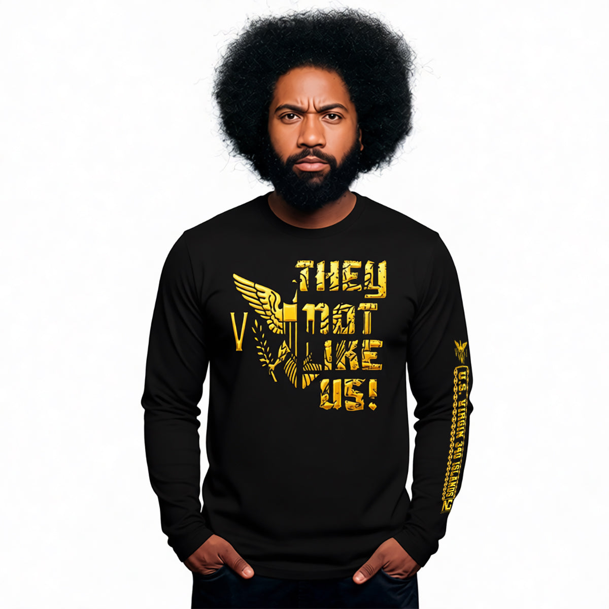 Gold Not Like Us Long Sleeve T Shirt