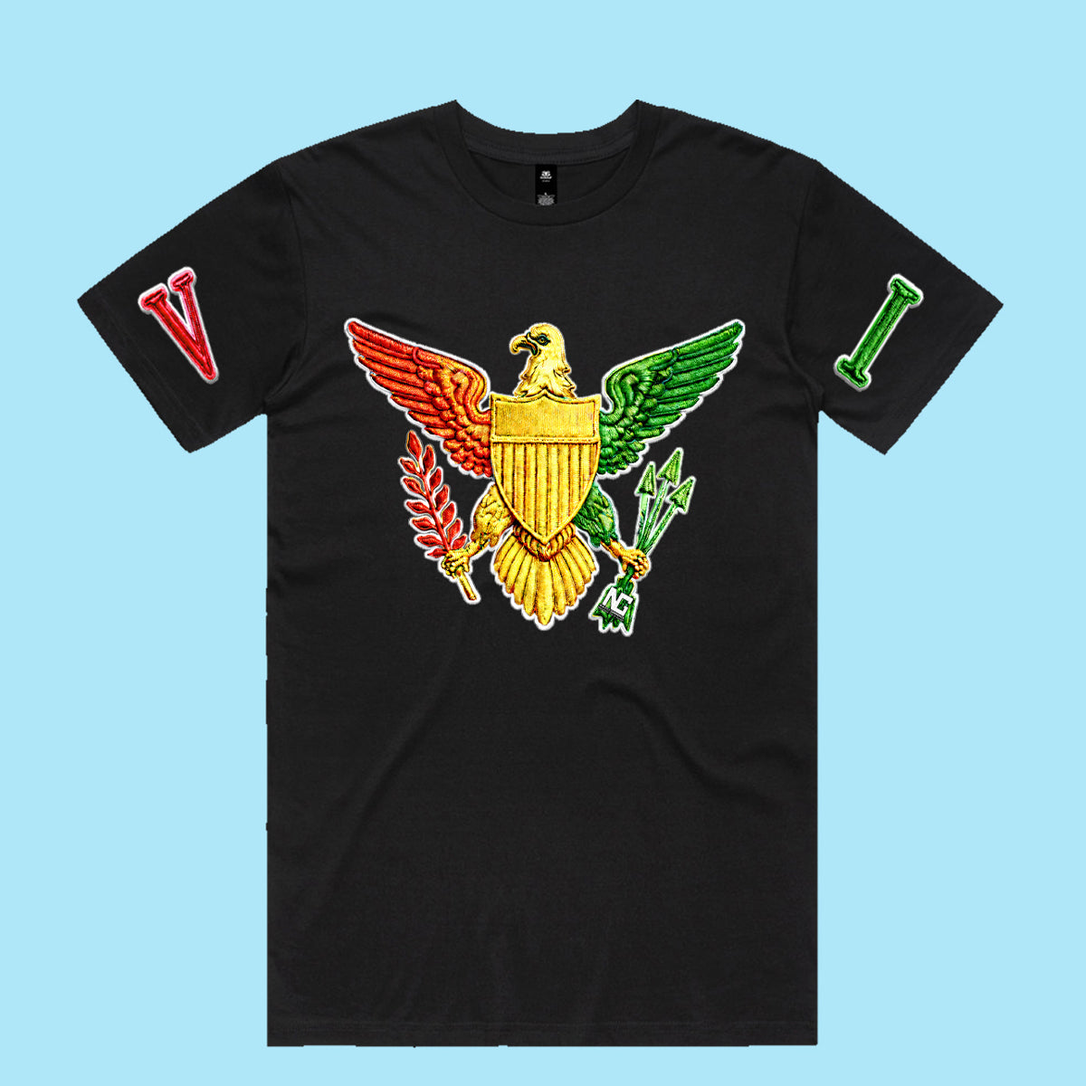 VI Crew Red Gold Green EmbPrint