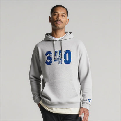 340 Midnight Navy on Sport Grey Hoodie